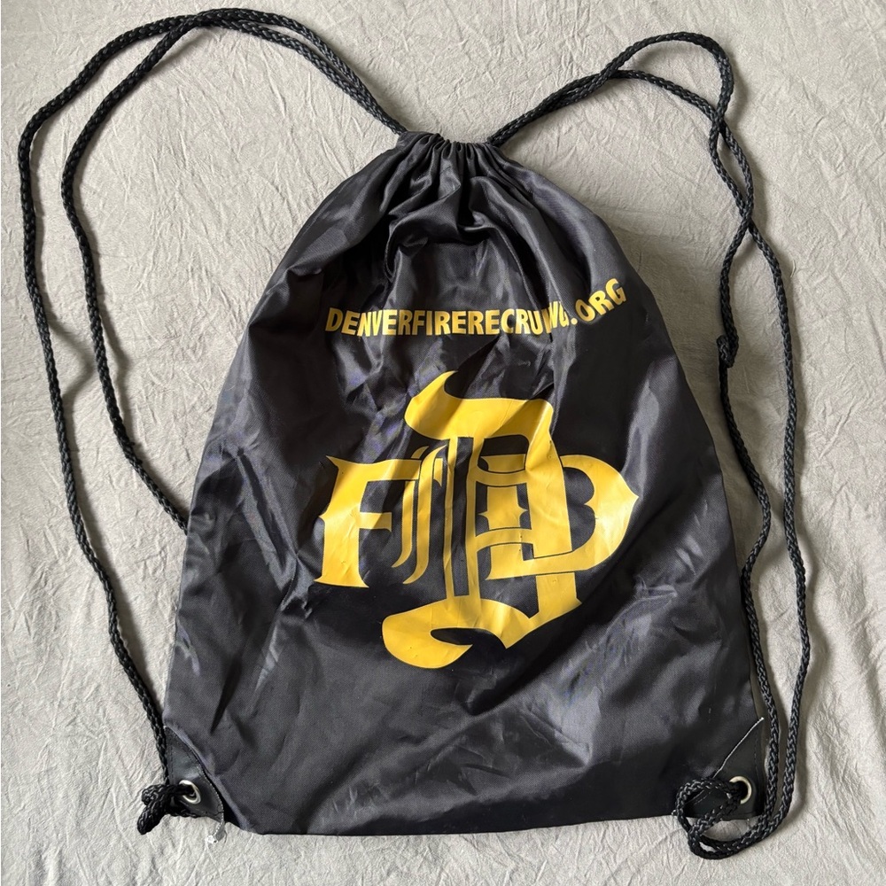 Black and Gold Drawstring Bag